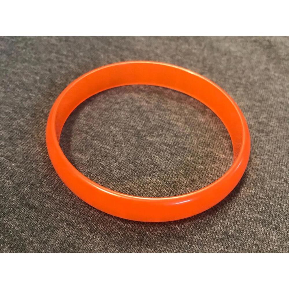 Orange Moon Glow 1960s Mod plastic bangle bracelet, Chunky Bangle Vintage
